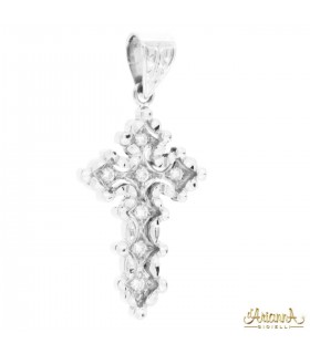 Croce in oro bianco 18kt e 0,16ct. di diamanti G VS2
