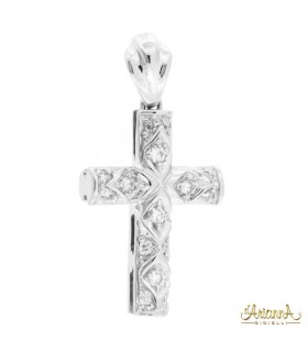 Croce in oro bianco 18kt con 0,20ct. di diamanti G VS2
