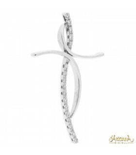 Croce in oro bianco 18kt e diamanti