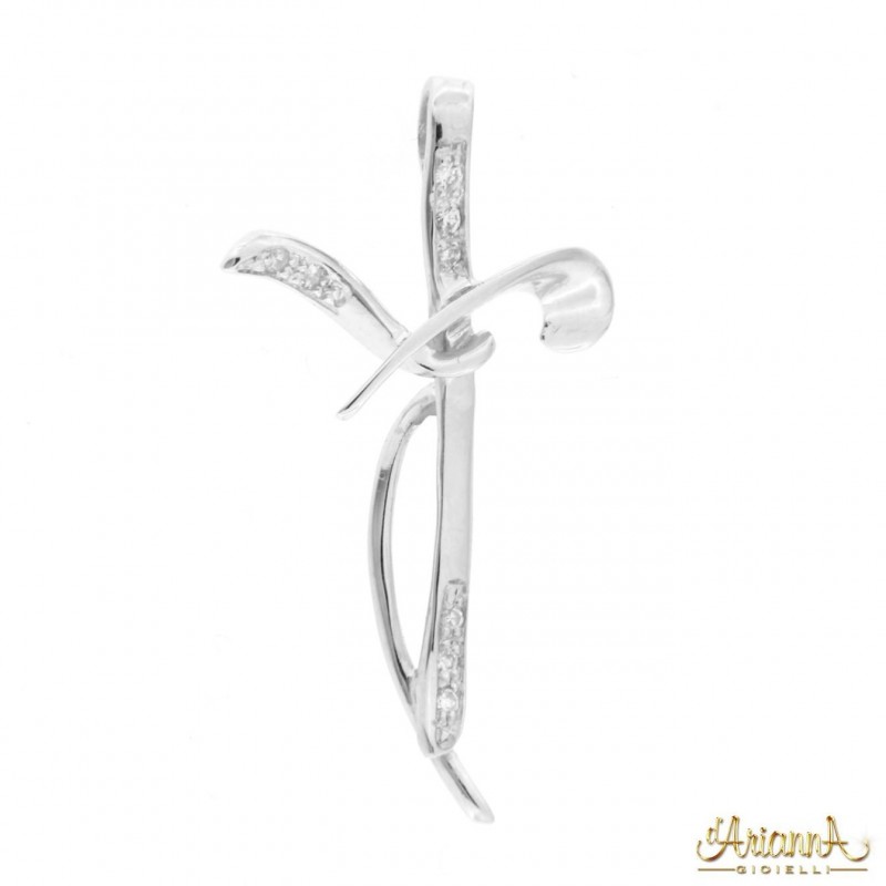Croce in oro bianco 18kt con 0,04ct. di diamanti G VS2
