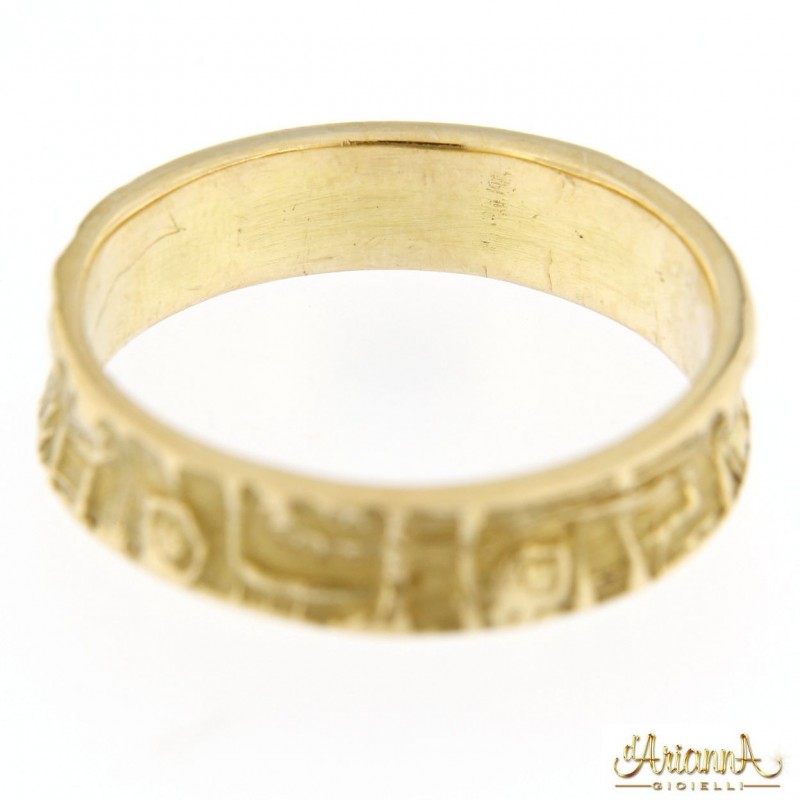 Fede lavorata unisex in oro giallo 18kt