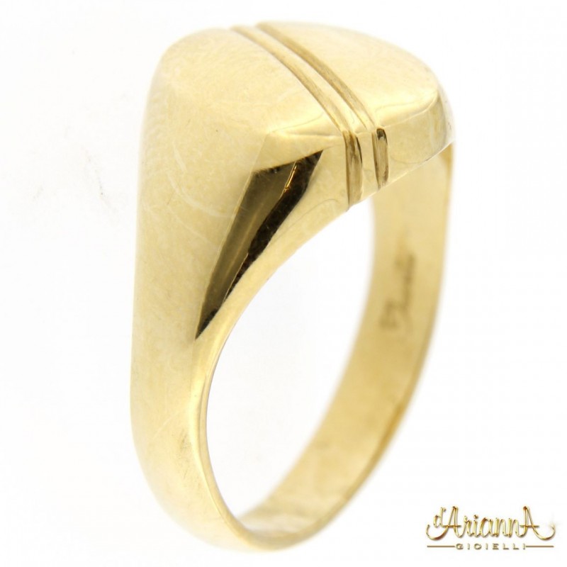 Anello scudo da uomo in oro giallo 18kt