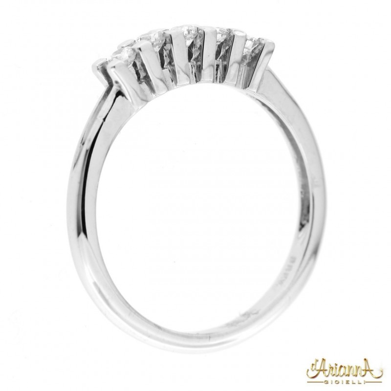 Anello fedina in oro bianco 18 kt con diamanti 0.35ct G VS
