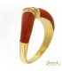 Anello in Corallo in oro giallo con diamanti ct.0,08