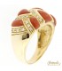 Anello in Corallo a fascia in oro giallo 18kt e diamanti ct.0,28