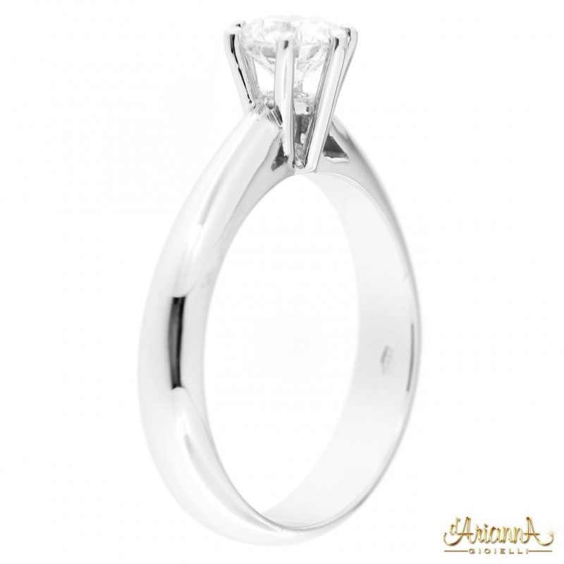 Anello di Fidanzamento in oro bianco 18kt con diamante 0,75ct. colore G purezza VS2