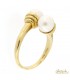 Anello contrarié con perle di acqua salata in oro giallo 750