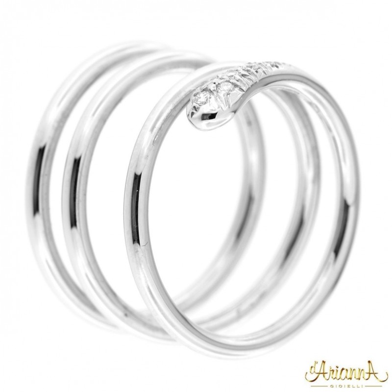 Anello Serpente in oro bianco 18kt e diamanti 0,05ct. G VS2
