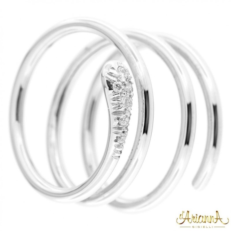 Anello Serpente in oro bianco 18kt e diamanti 0,05ct. G VS2