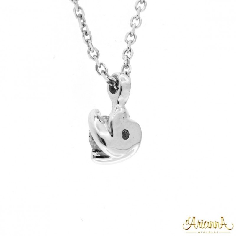 Collana puntoluce in oro bianco 18kt con diamante 0,24ct. colore F purezza VS2