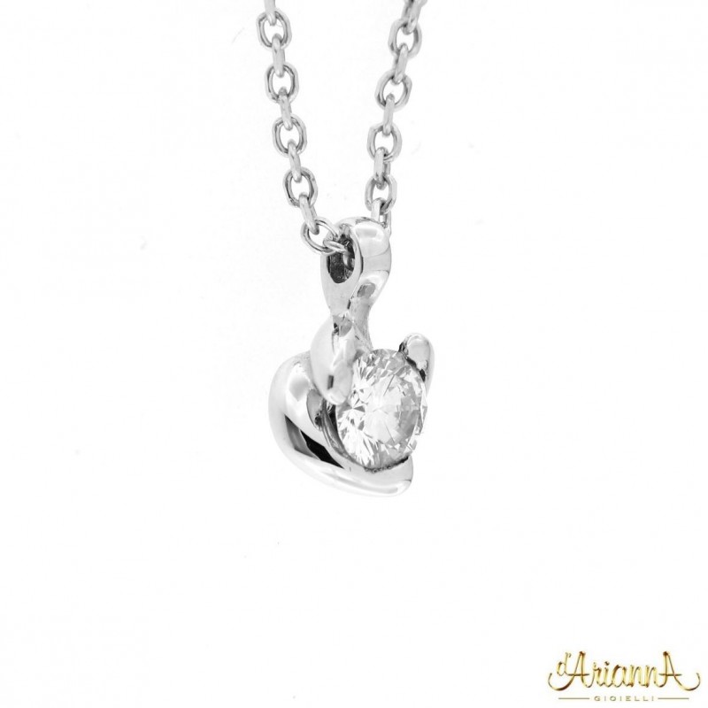 Collana puntoluce in oro bianco 18kt con diamante 0,24ct. colore F purezza VS2