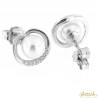 Orecchini con Perla di mare Ø 6.5-7 in oro bianco 18kt e diamanti 0.08ct. G VS2