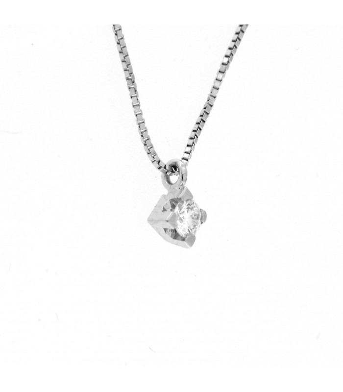 Collana Puntoluce in oro bianco 18kt e diamante 0,04ct. colore F purezza VS2