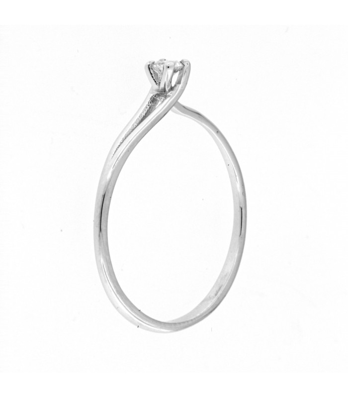 Solitario in oro bianco 18kt con diamante 0.07ct colore F purezza VS2
