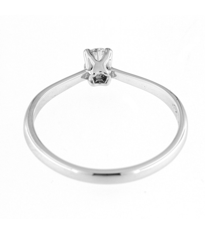 Anello Solitario in oro bianco 18kt con diamante 0,14ct colore F purezza VS2