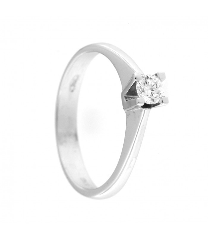 Solitario in oro bianco 18kt con diamante 0,20ct. colore F purezza VS2