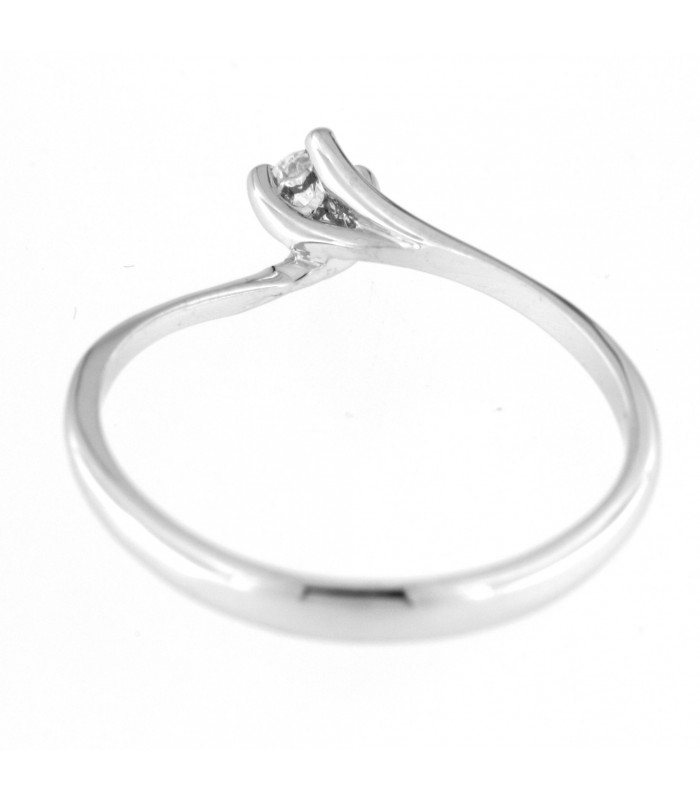 Solitario in oro bianco 18kt con diamante 0.10 colore F purezza VS2