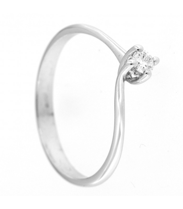 Solitario in oro bianco 18kt con diamante 0.10 colore F purezza VS2