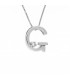 Lettera G in oro bianco 18kt e diamante 0.02ct completa di collana in oro 18kt