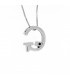 Lettera G in oro bianco 18kt e diamante 0.02ct completa di collana in oro 18kt