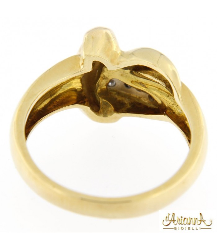 Anello Fantasia in oro giallo e rosa 18kt con diamanti su oro bianco 18kt