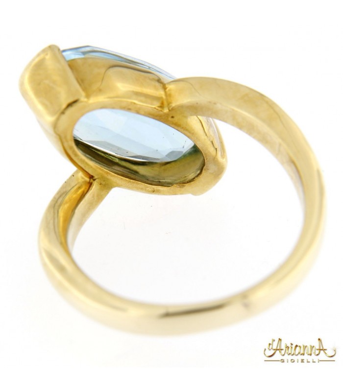Anello in oro giallo 18kt con Topazio Azzurro