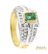 Anello in oro bicolore giallo e bianco 18kt con Smeraldo 0,71ct e diamanti 0.80 ct
