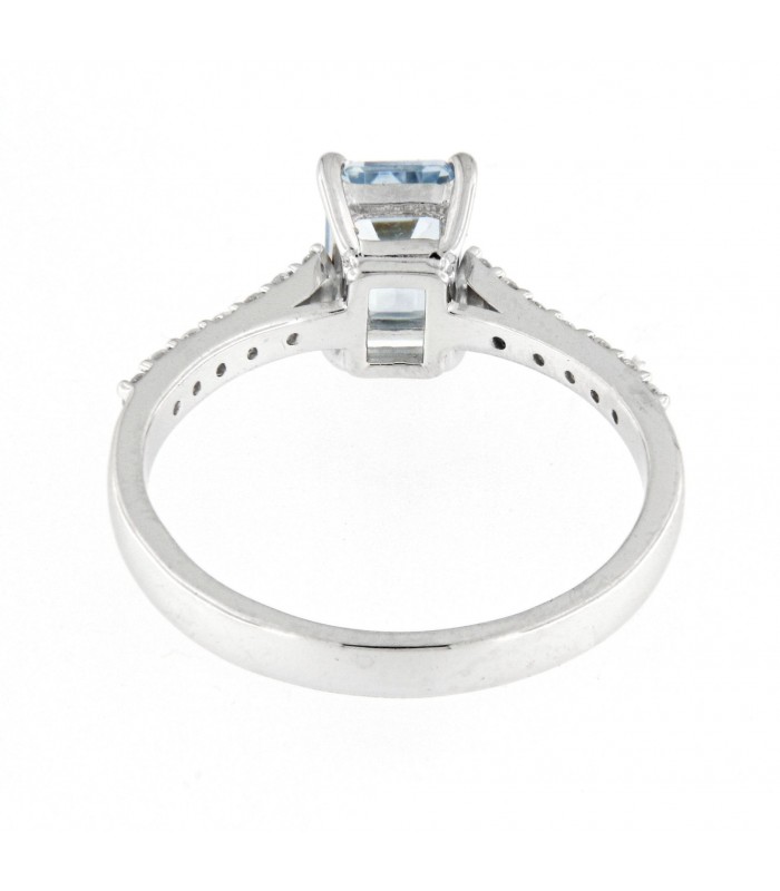 Anello con diamanti e Acquamarina 0,95ct. in oro bianco 18kt