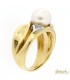 Anello bicolore con Perla di mare 8-8.5 in oro 18kt giallo e bianco con diamanti 0.06ct.