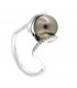 Anello in oro bianco 18kt con perla Tahiti 10-10.5 e diamanti 0,11ct  G VS2