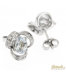 Orecchini in oro bianco 18kt con Acquamarina 1,60ct. e diamanti 0,12ct. G VS2