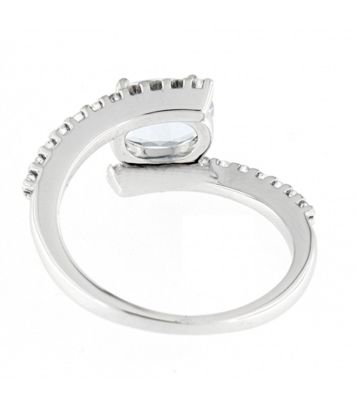 Anello con diamanti e Acquamarina 1,19ct. in oro bianco 18kt