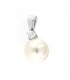 Ciondolo in oro bianco 18 kt con Perla di acqua dolce Ø 9-9.5 e Diamante 0,10ct. F VS2