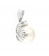 Ciondolo in oro bianco 18 kt con Perla di acqua dolce Ø 9-9.5 e Diamante 0,10ct. F VS2