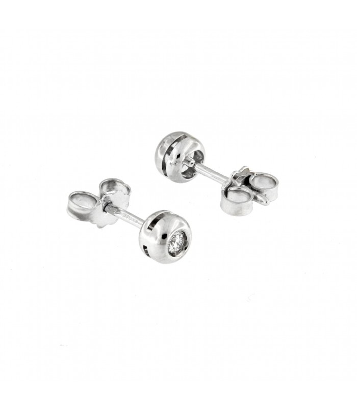 Orecchini Punto Luce in oro bianco 18kt con diamanti 0,08ct. colore F purezza VS2