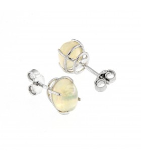 Orecchini in oro bianco 18kt con Opali 9x7 totale 2,59ct.