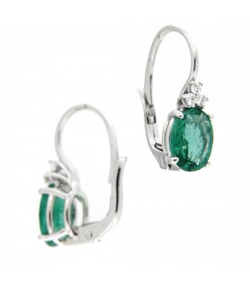 Orecchini in oro bianco 18kt con Smeraldo 1,82ct. e diamanti 0,09ct. F VS2