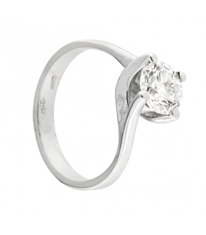 Anello Solitario in oro bianco 18kt con diamante di laboratorio 1,50ct. colore D purezza VS1