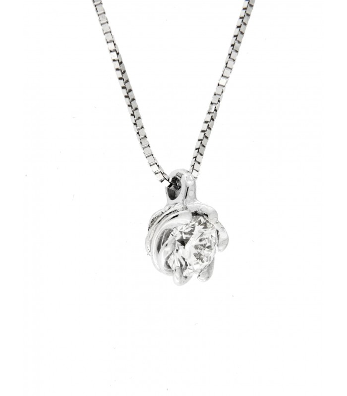 Collana Puntoluce in oro bianco 18kt con diamante 0,55ct. colore G purezza VS2