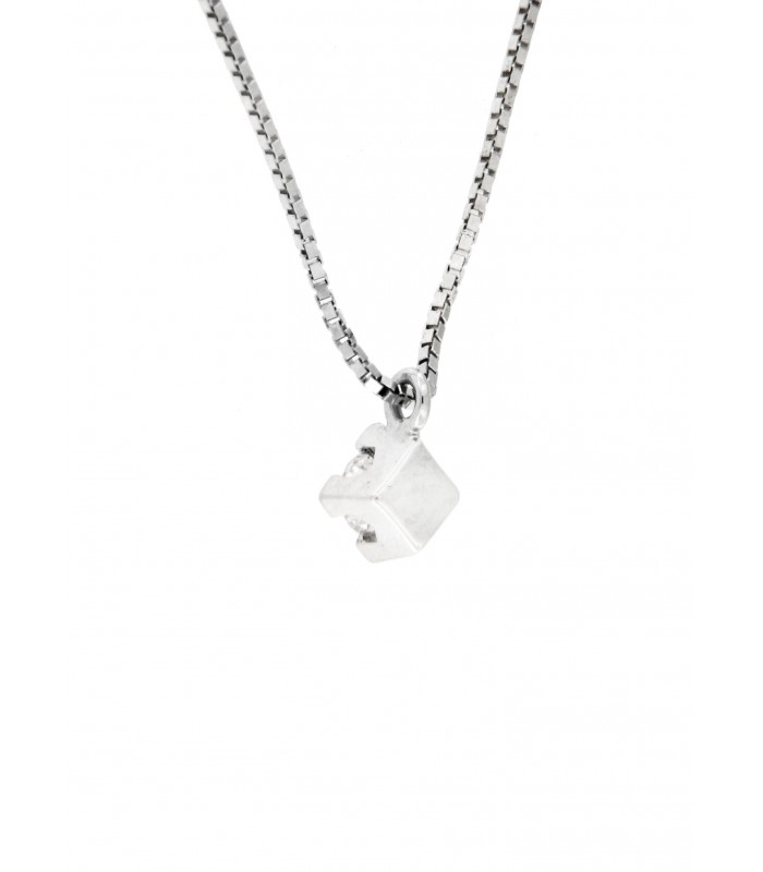 Collana Puntoluce in oro bianco 18kt con diamante 0,10ct. colore F purezza VS2