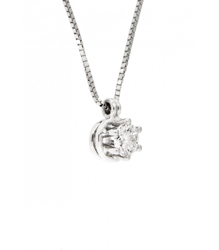 Collana Puntoluce in oro bianco 18kt con diamante 0,45ct. colore E purezza VVS2