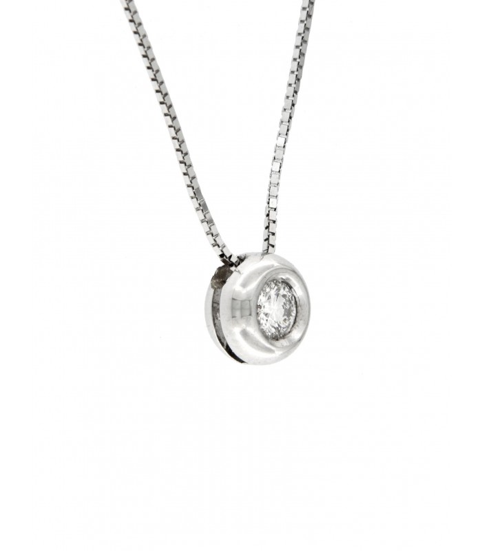 Collana Puntoluce in oro bianco 18kt e diamante 0,11ct. colore F purezza VS2