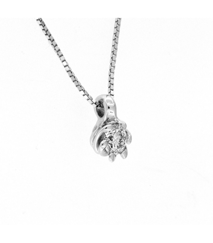 Collana Puntoluce in oro bianco 18kt con diamante 0,16ct. colore G purezza VS2