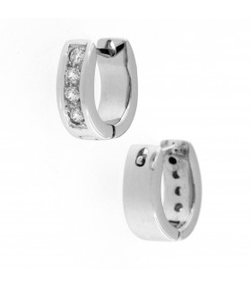 Orecchini Ovali piccoli in oro bianco 18kt e diamanti 0,17ct. G VS2