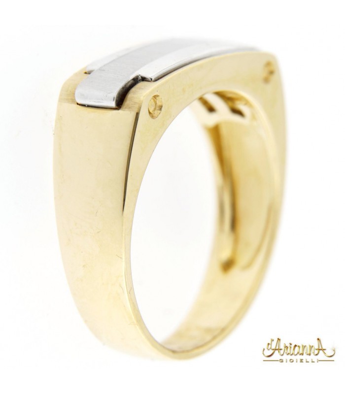 Anello Uomo in oro giallo e bianco 18kt