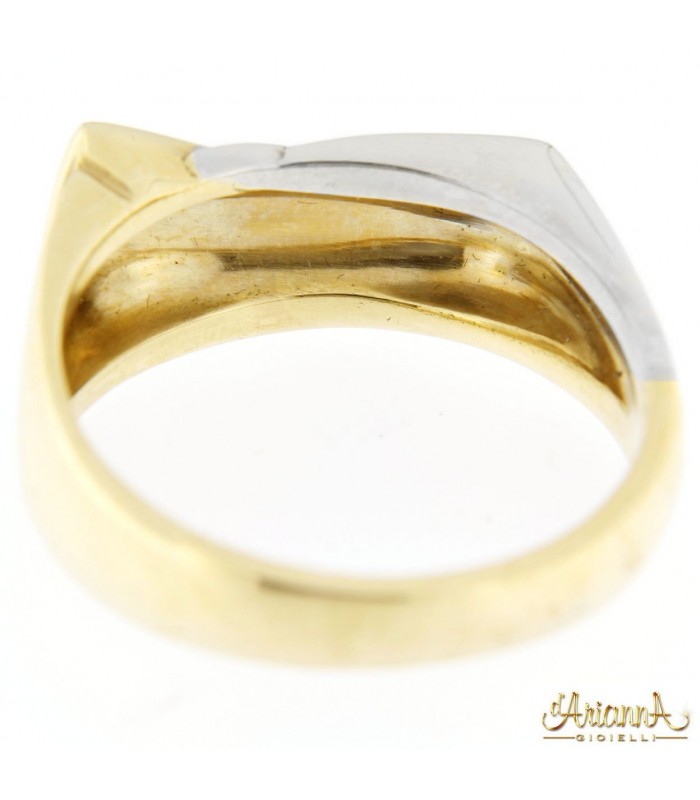 Anello Uomo in oro giallo e bianco 18kt