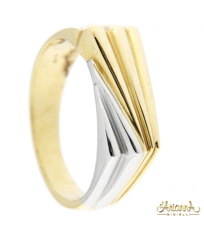 Anello Uomo in oro giallo e bianco 18kt