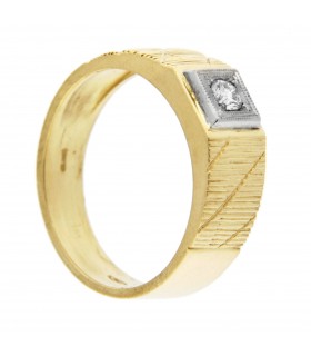 Anello Uomo in oro giallo e bianco 18kt e diamante 0,14 ct.
