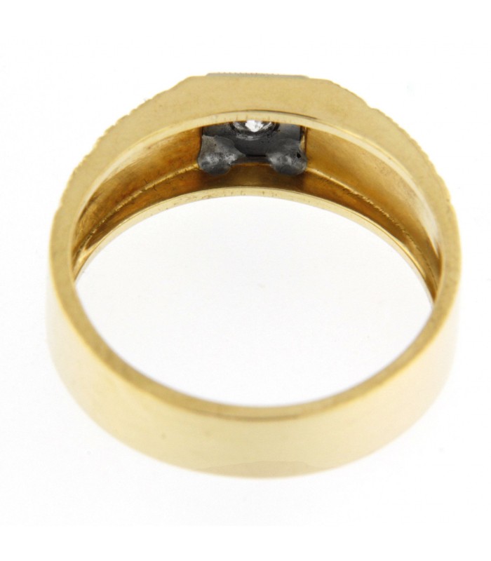 Anello Uomo in oro giallo e bianco 18kt e diamante 0,14 ct.