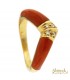 Anello con Corallo in oro giallo con diamanti ct.0,08